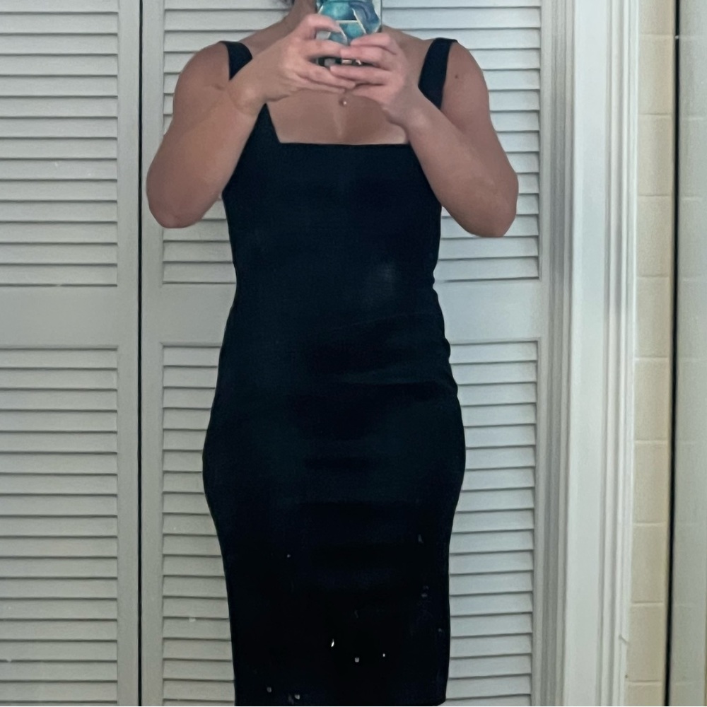Sexy evening, black, fitting Calvin Klein dress.